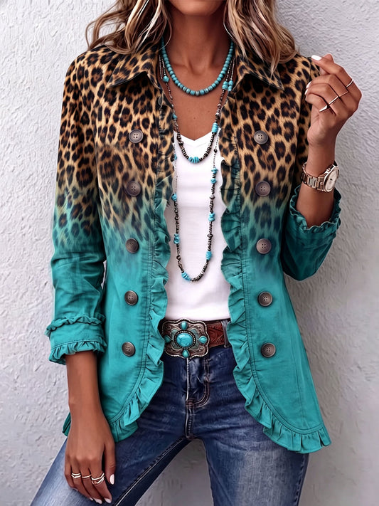 Beatrice | Blazer Leopardo Degradado con Volantes