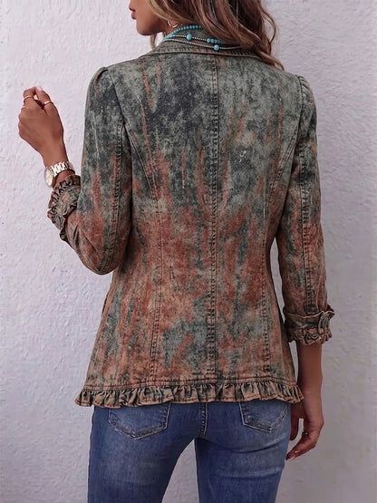 Flavia | Chaqueta Vintage Degradada Texturizada con Volantes