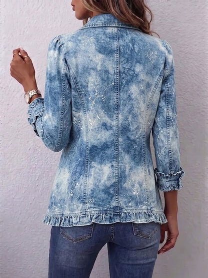 Ginevra | Chaqueta Bohemia Botánica Vintage Degradada con Volantes