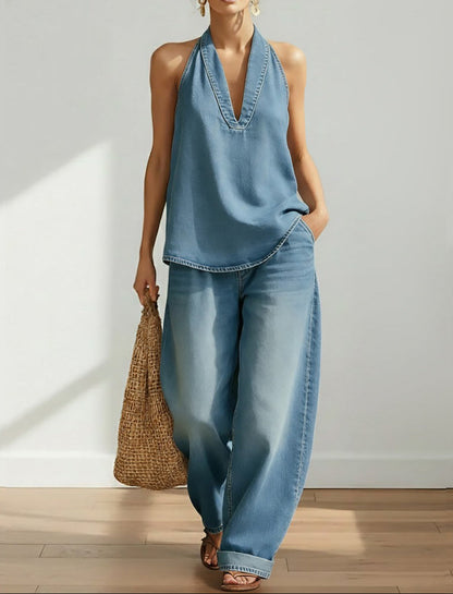 Ivy | Set Gemelo Denim Efecto Vintage Lavado Suave
