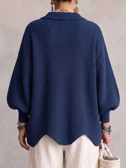 Stefania | Cárdigan Oversize con Cuello y Botones Metálicos