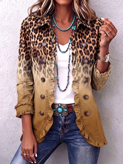 Beatrice | Blazer Leopardo Degradado con Volantes