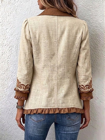 Ottavia | Chaqueta Bohemia Floral Vintage con Volantes