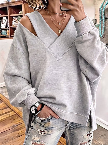 Carmen | Sudadera Oversize con Cuello en V y Corte Asimétrico
