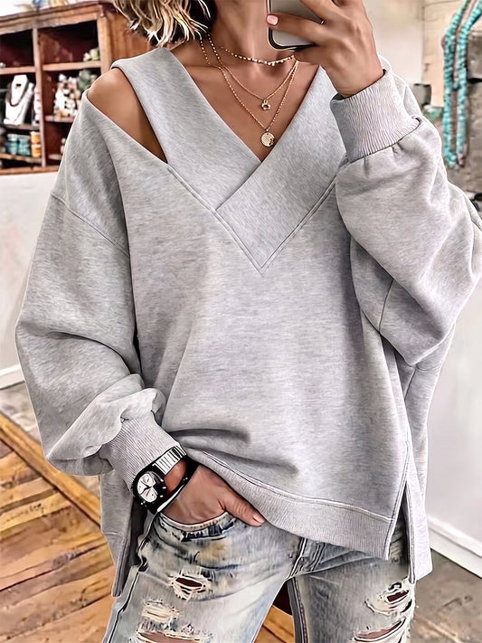 Carmen | Sudadera Oversize con Cuello en V y Corte Asimétrico