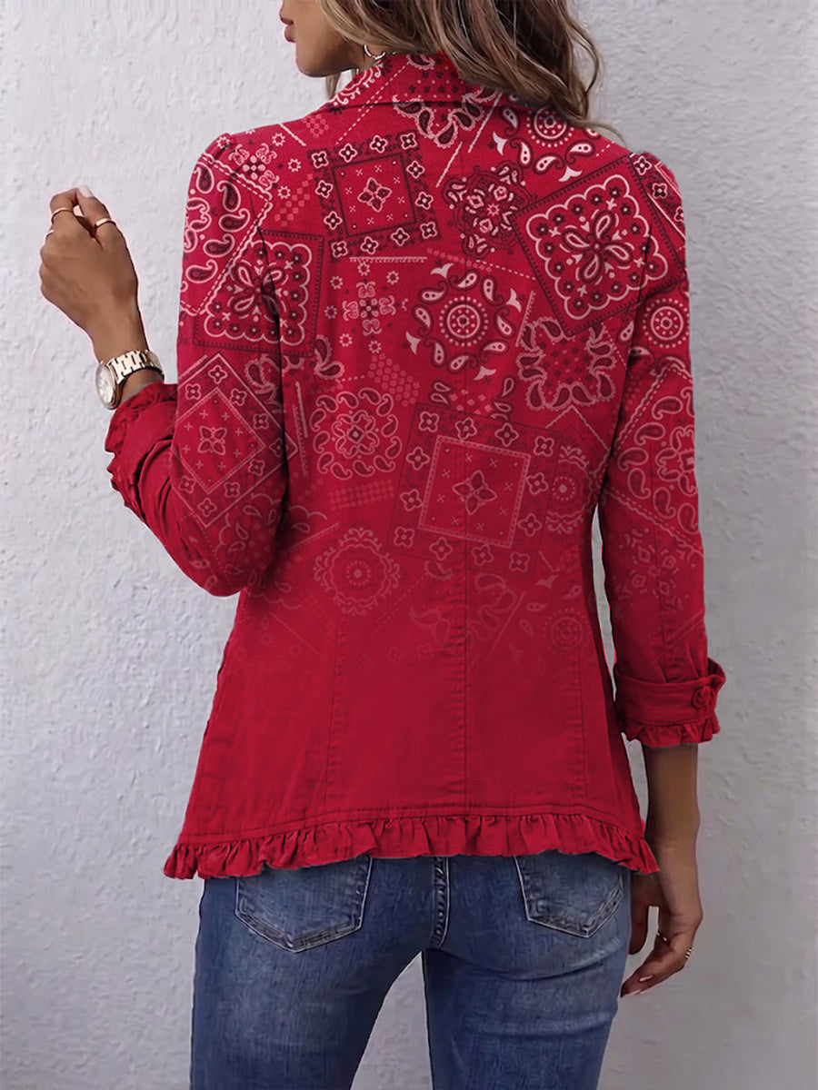 Gaia | Chaqueta Bohemia Paisley Degradado con Volantes