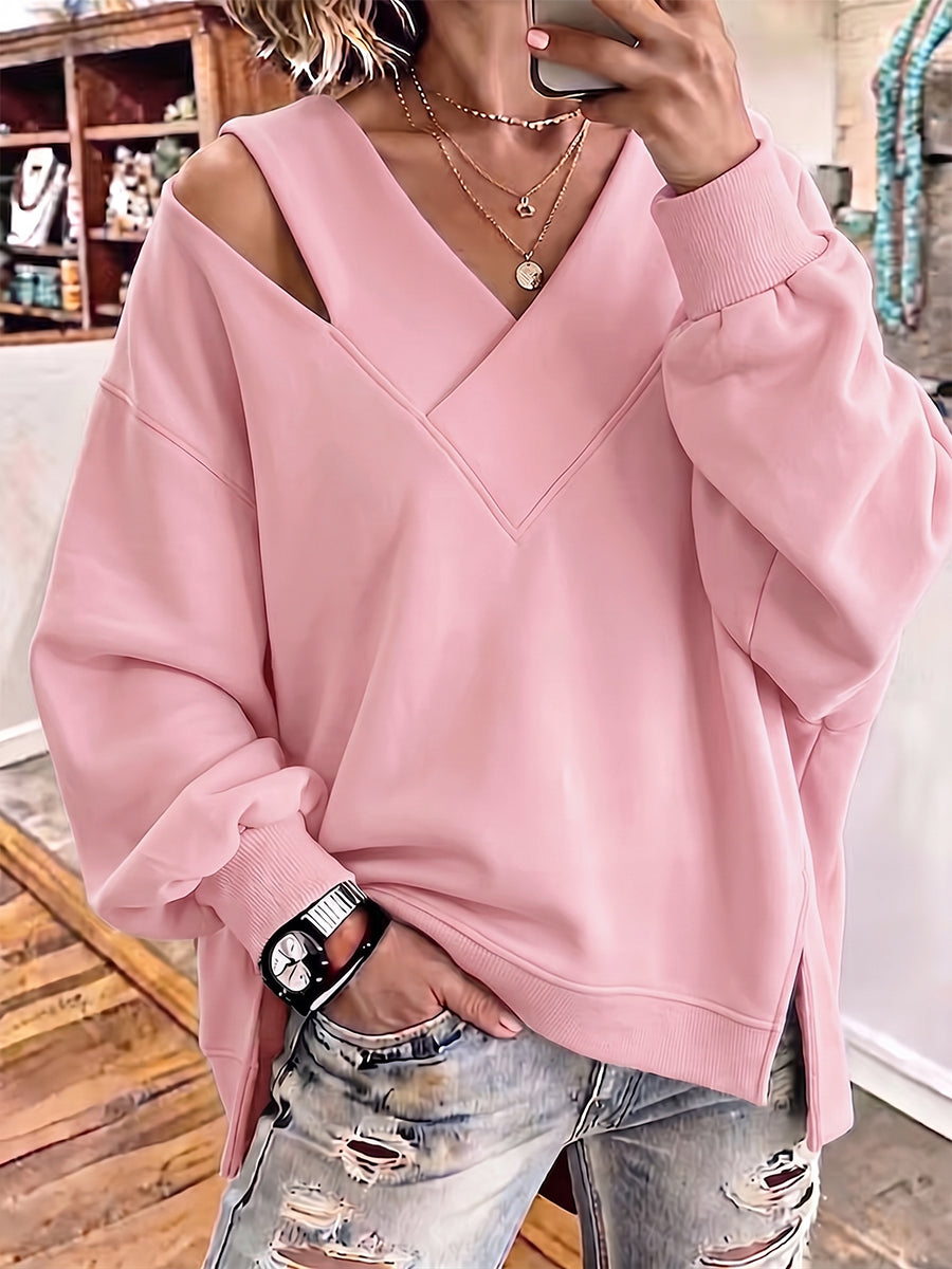 Carmen | Sudadera Oversize con Cuello en V y Corte Asimétrico
