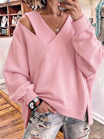 Carmen | Sudadera Oversize con Cuello en V y Corte Asimétrico