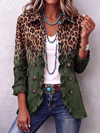 Beatrice | Blazer Leopardo Degradado con Volantes