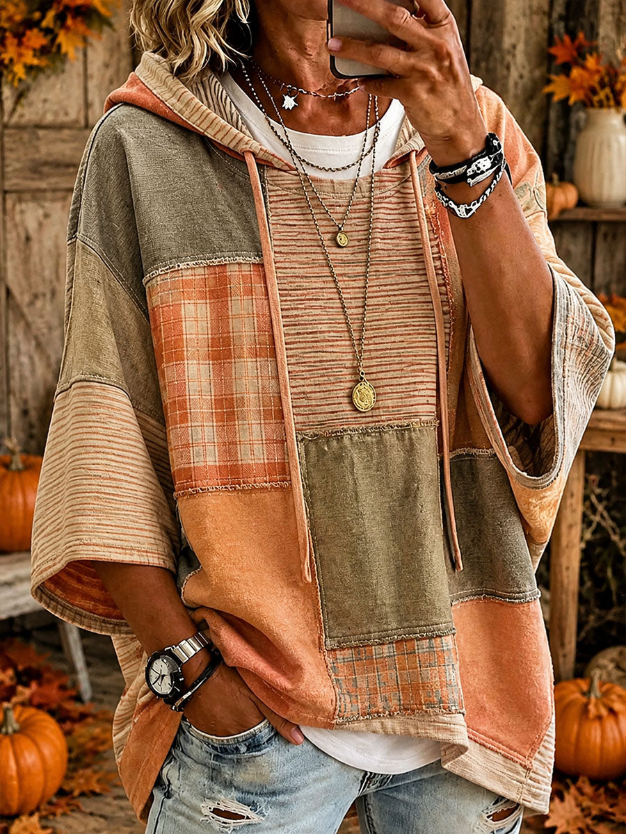 Alicia | Sudadera con Capucha Oversize Patchwork Otoñal