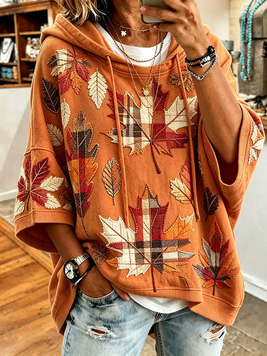 Honorina | Sudadera con Capucha Oversize con Estampado de Hojas de Otoño
