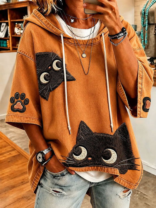 Máxima | Sudadera con Capucha Oversize con Divertido Estampado de Gatos