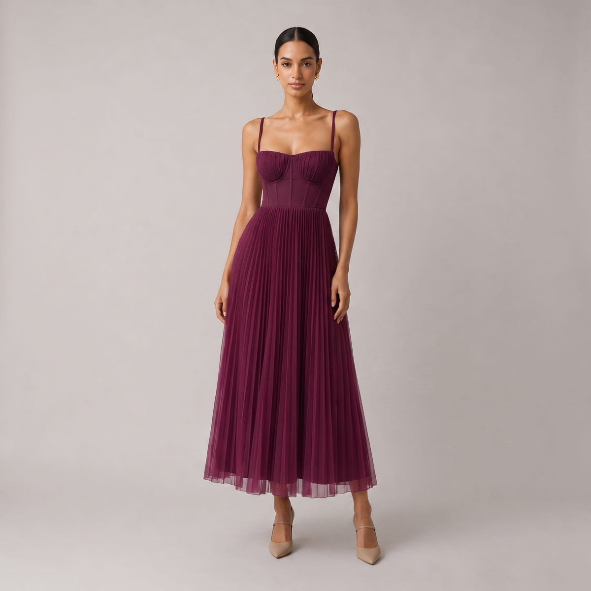 Tamara | Vestido Midi Largo con Corsé