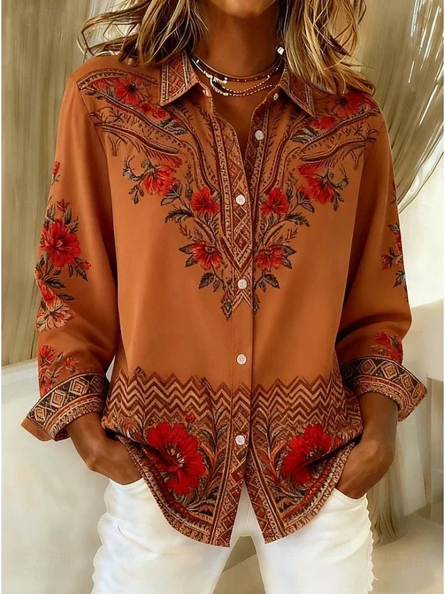 Araceli | Blusa Floral Artística de Manga Larga