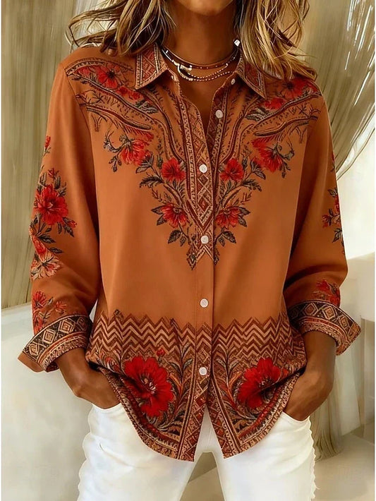 Araceli | Blusa Floral Artística de Manga Larga