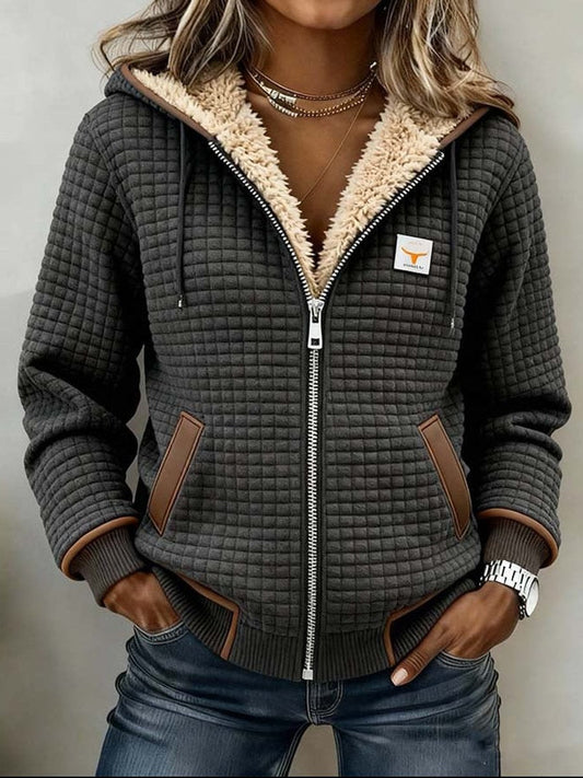 Paloma | Chaqueta Acogedora con Capucha, Cremallera y Forro Sherpa