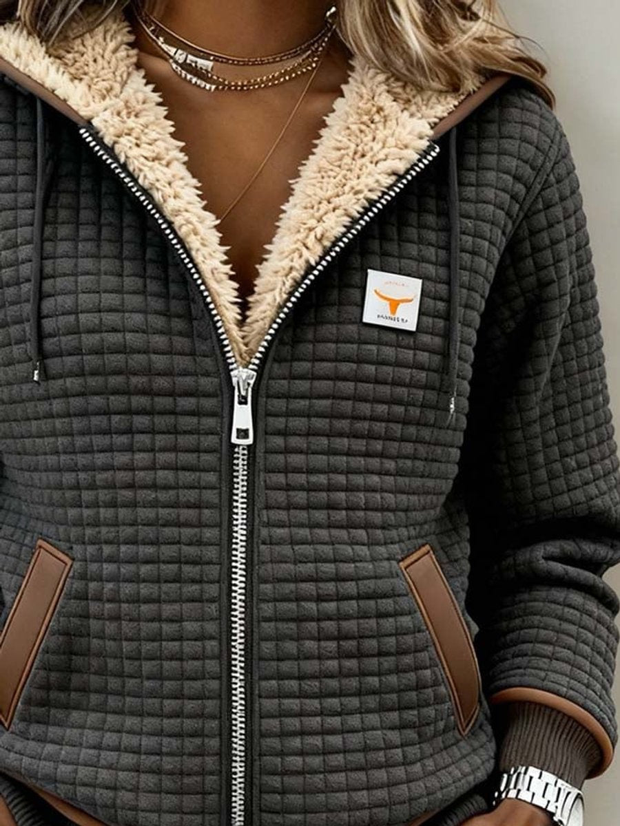 Paloma | Chaqueta Acogedora con Capucha, Cremallera y Forro Sherpa